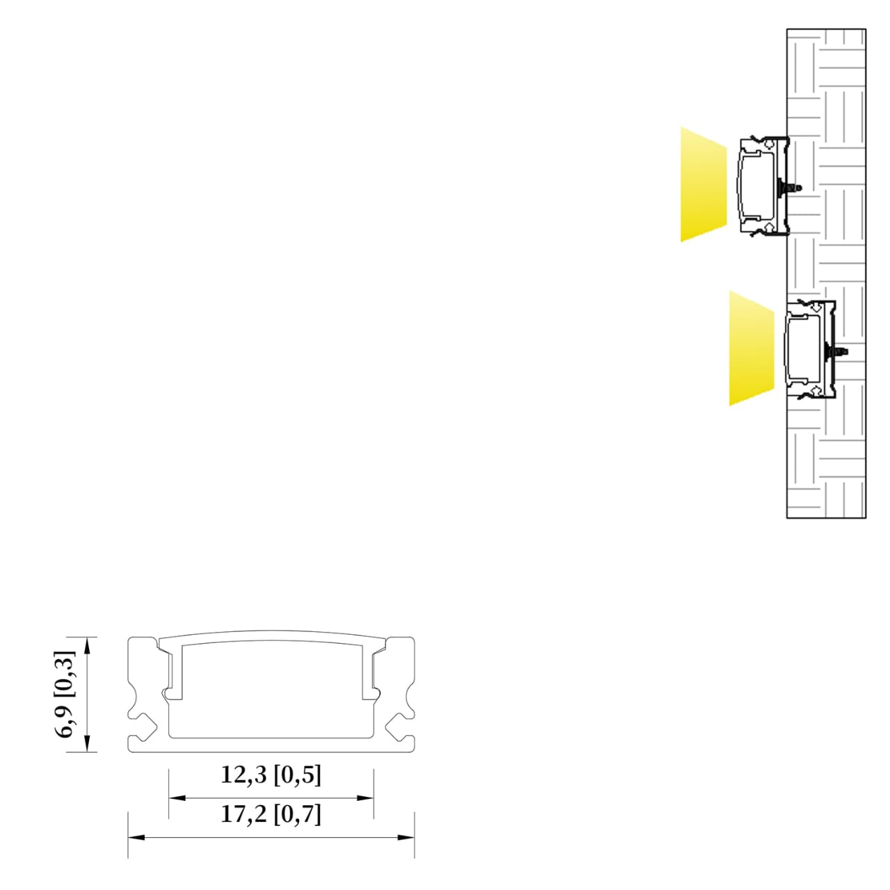 Linear Profile Light 17mm  ( Rs 3750.00 /Length 10 Feet Complete with LED Strip )