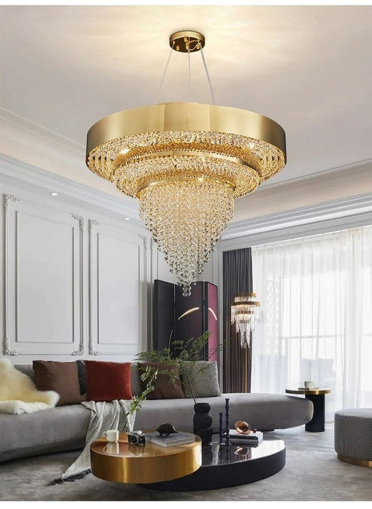 Modern Designer Luxury Gold Crystal Chandelier