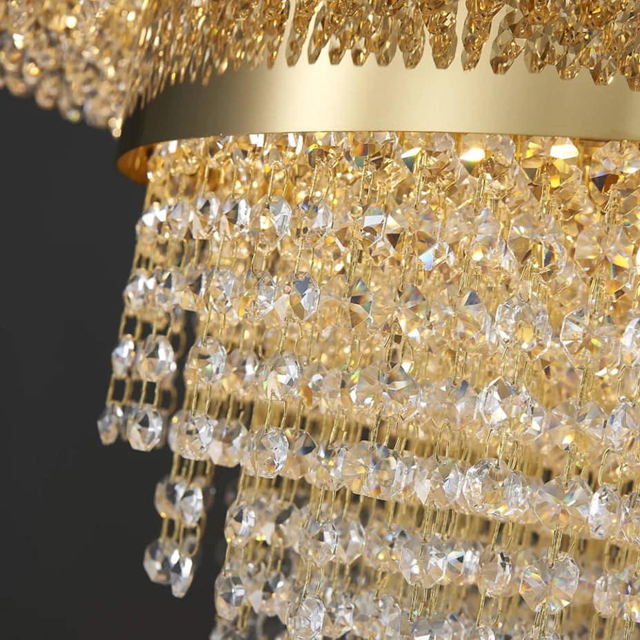 Modern Designer Luxury Gold Crystal Chandelier