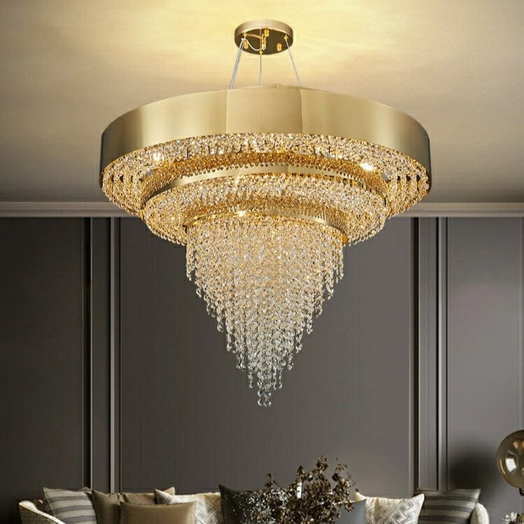 Modern Designer Luxury Gold Crystal Chandelier