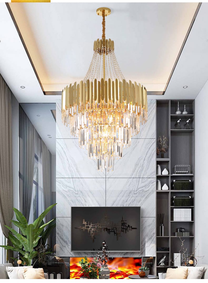 Modern Designer Luxury Gold Crystal Chandelier