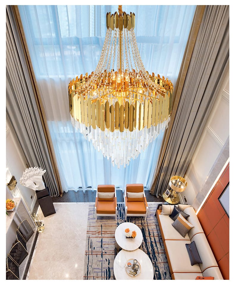 Modern Designer Luxury Gold Crystal Chandelier