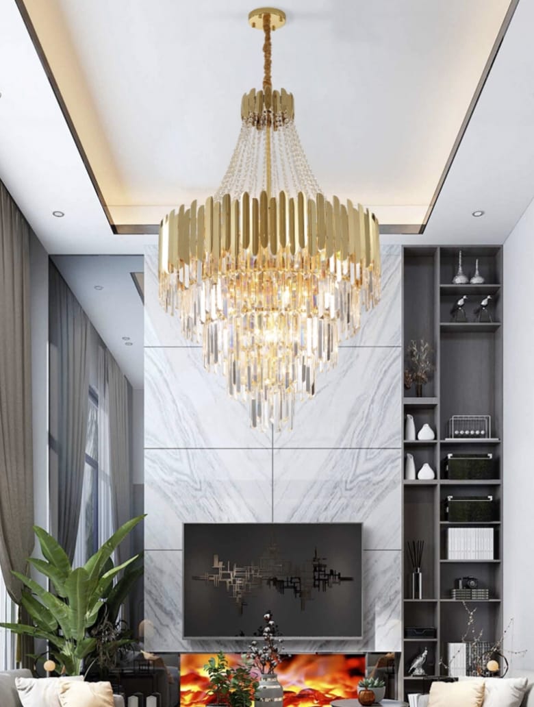 Modern Designer Luxury Gold Crystal Chandelier