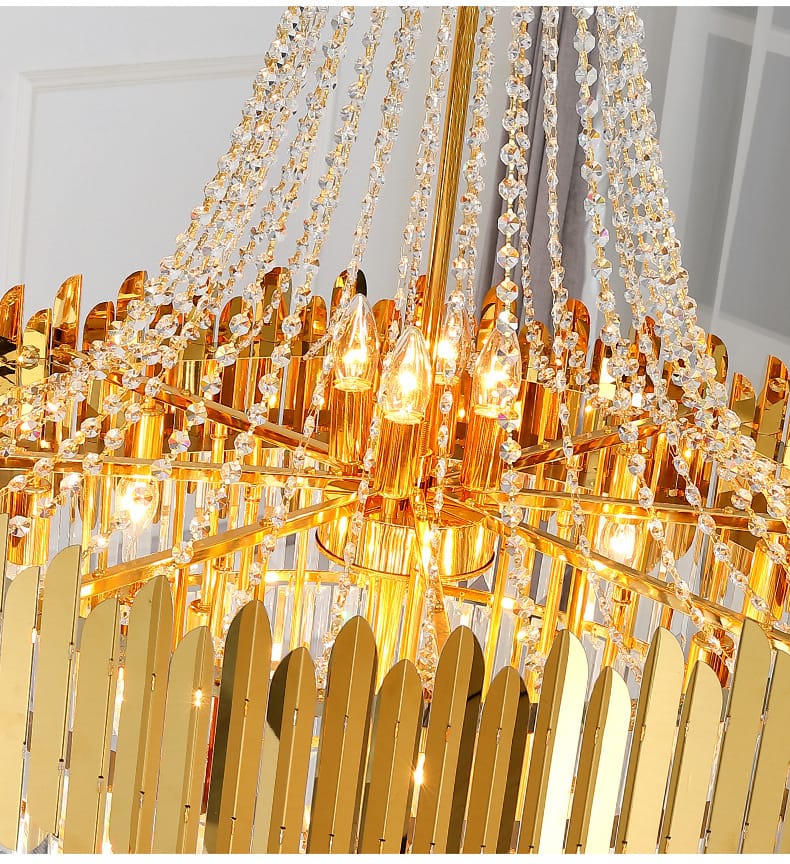 Modern Designer Luxury Gold Crystal Chandelier