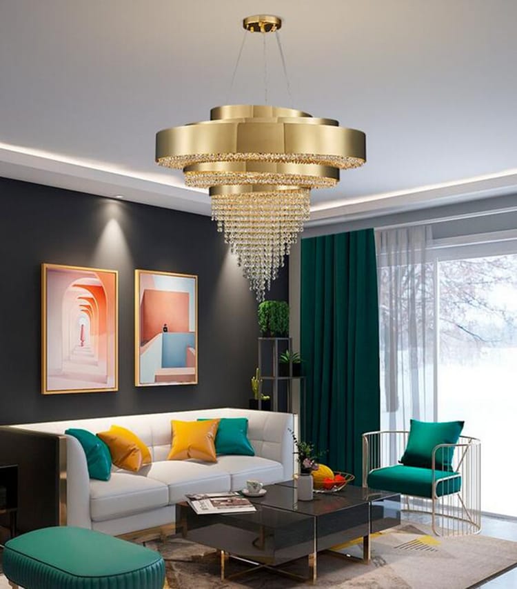 Modern Designer Luxury Gold Crystal Chandelier