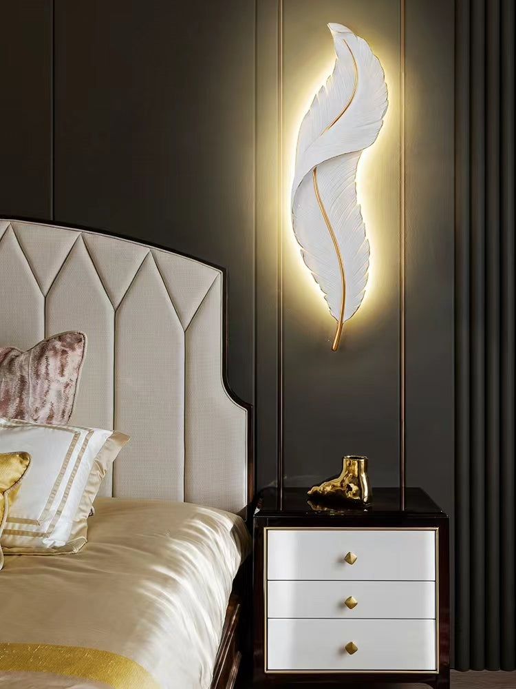 Modern Creative Luxury Feather Wall Scone  ( 2 Feet Length )